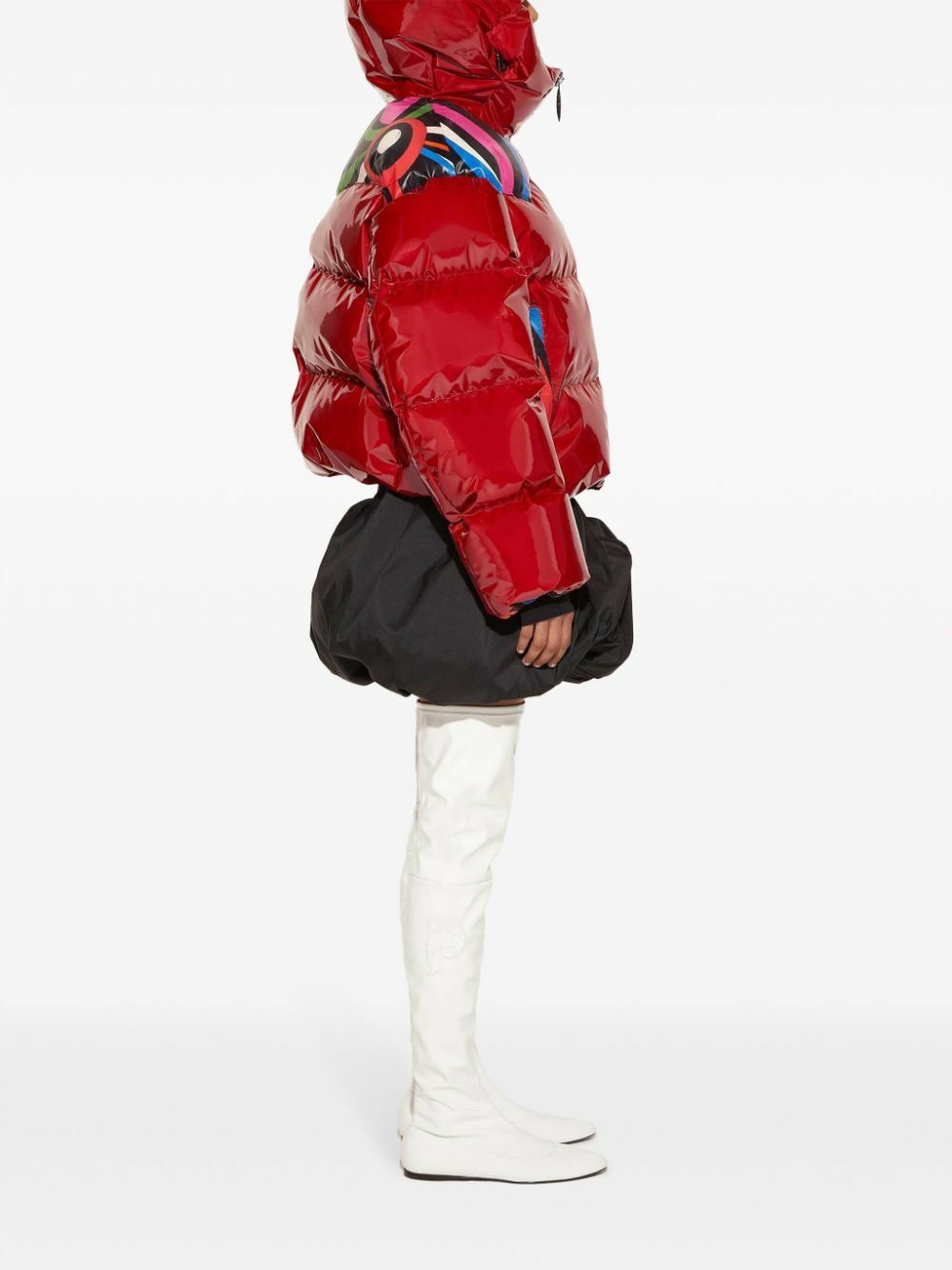 PUCCI Red Marmo-Print Hooded Quilted Jacket Emilio Pucci