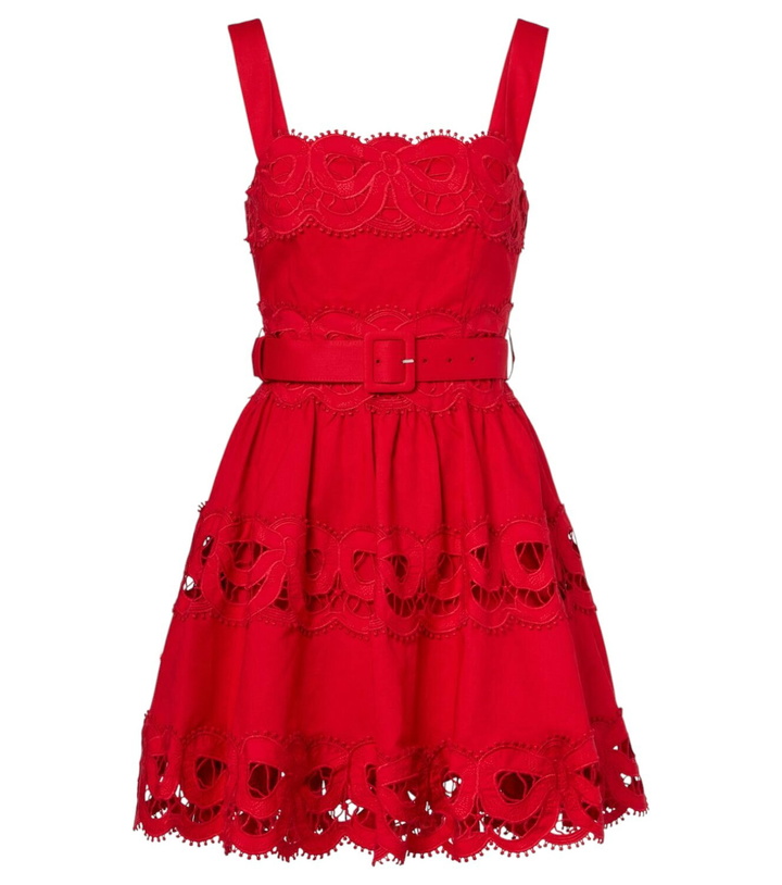 Photo: Self-Portrait Cutout linen and cotton-blend minidress