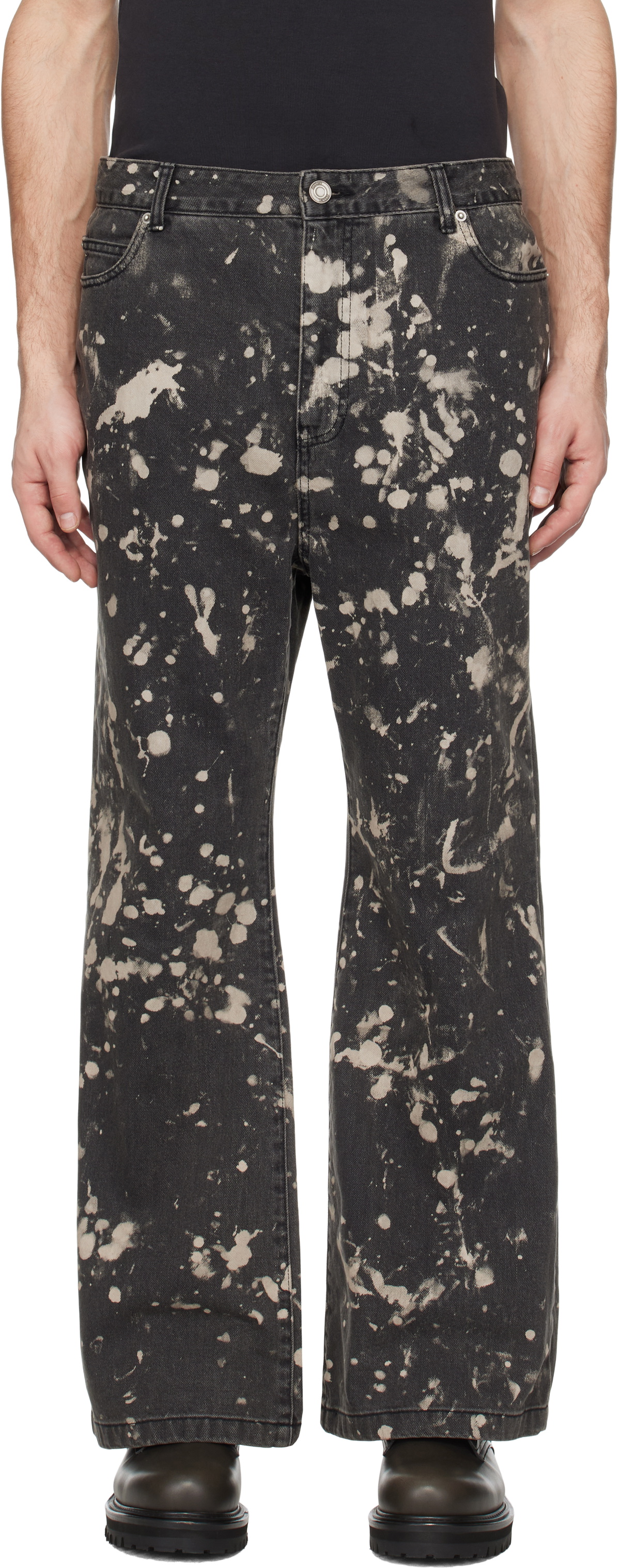 Juun.J Black Paint Dyed Bootcut Jeans