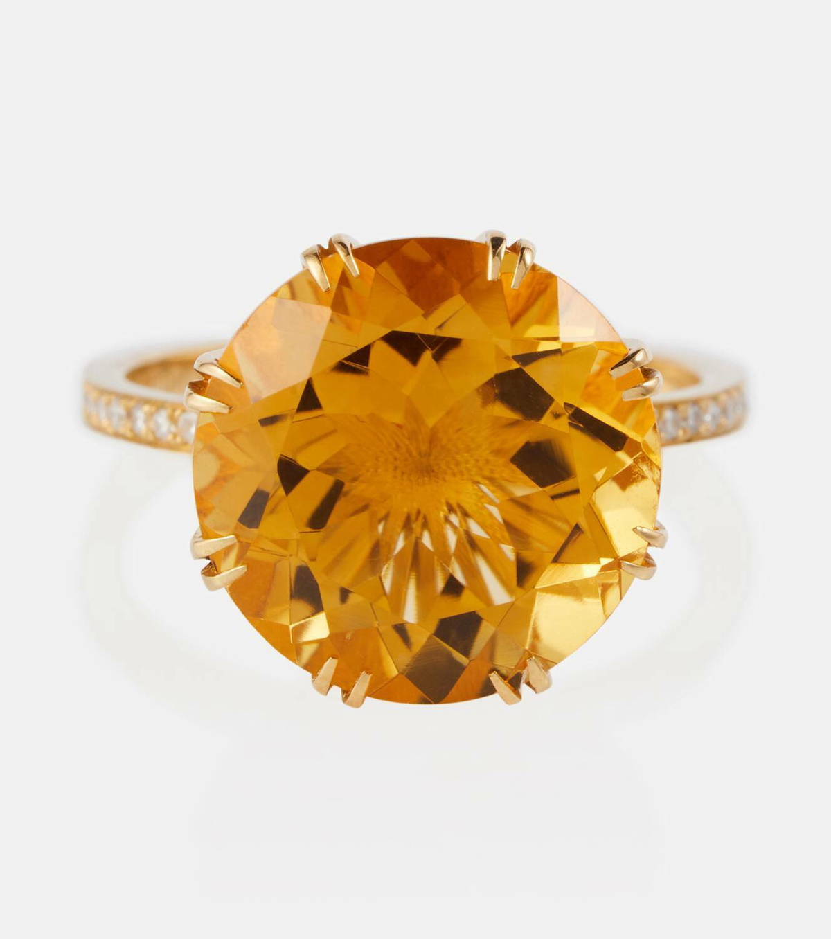 Ileana Makri 18kt yellow gold ring with orange citrine and diamonds