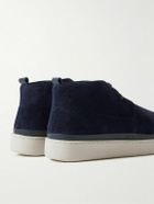 Mulo - Leather-Trimmed Waxed-Suede Chukka Boots - Blue