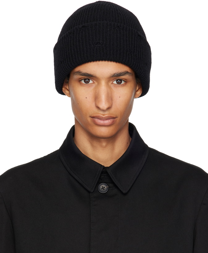 Photo: Y's For Men Black Damaged Knit Beanie