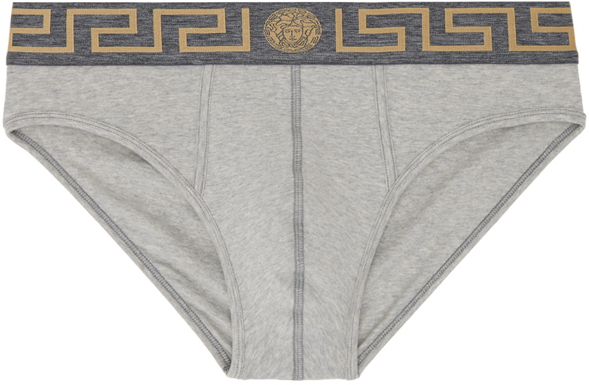Versace Underwear: Navy Greca Border Briefs