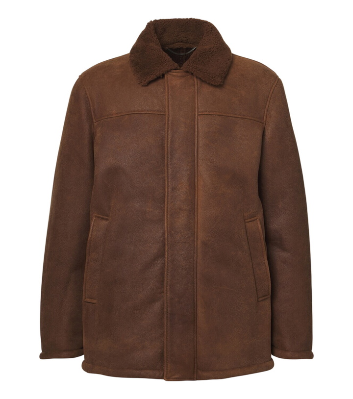 Photo: Canali Shearling-trimmed leather jacket