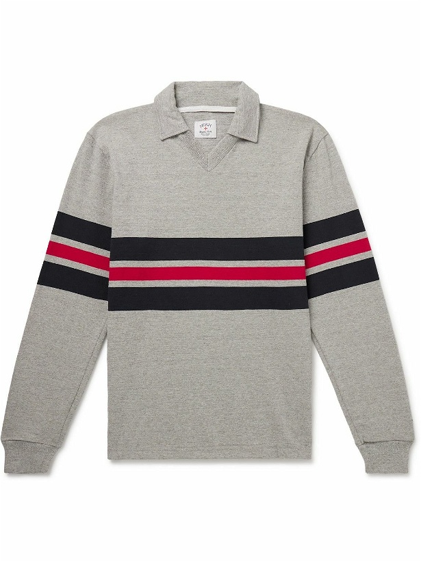 Photo: Noah - Pitch Practice Striped Cotton-Jersey Polo Shirt - Gray