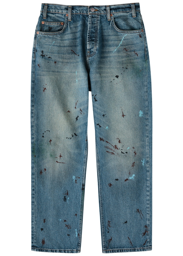 Photo: Cherry Los Angeles Paint-splatter Straight-leg Jeans Indigo