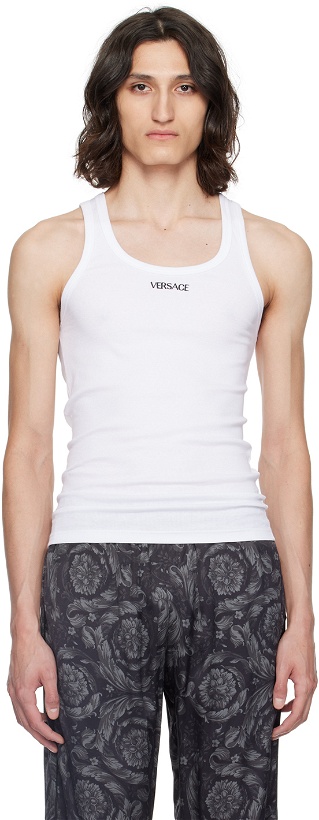 Photo: Versace Underwear White Ribbed Tank Top
