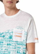 MC2 Saint Barth Man Linen Jersey T-shirt Ecstasea With Cannes Placed Print And Embroidered Pocket