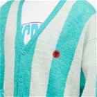 ICECREAM Men's Stripe Knit Cardigan in Teal Stripe