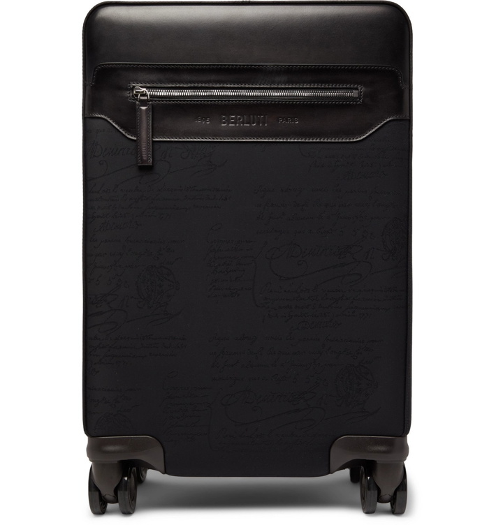 Photo: Berluti - Formula 1004 Scritto Nylon and Leather Carry-On Suitcase - Black