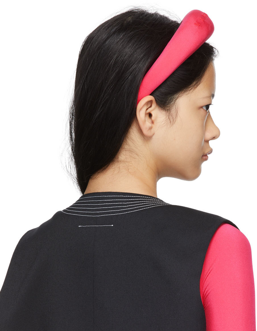 ヘアアクセサリー MM6 MAISON MARGIELA HEADBAND WITH ROSE AND TULLE DECORATION MM6 Maison Margiela Pink Padded Logo Headband MM6 Maison