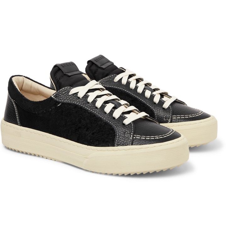 Photo: Rhude - V1 Leather and Suede Sneakers - Black