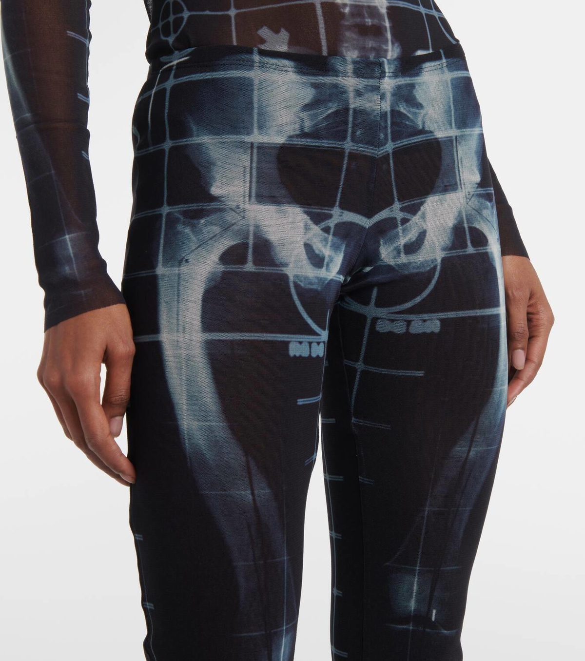 Jean Paul Gaultier Squeletor semi-sheer mesh flared pants