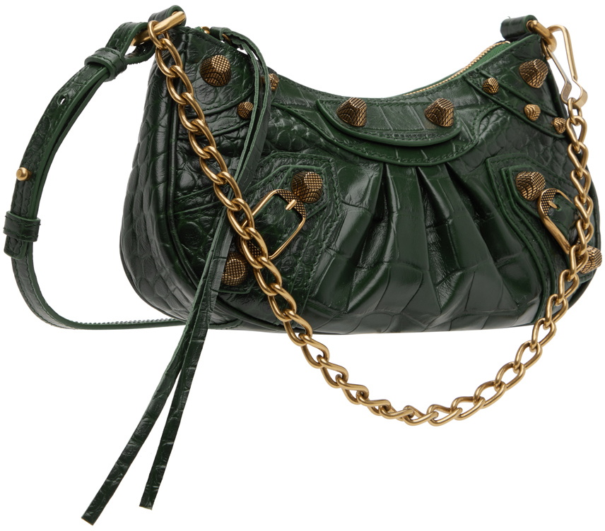 Balenciaga Green Croc Mini 'Le Cagole' Bag Balenciaga