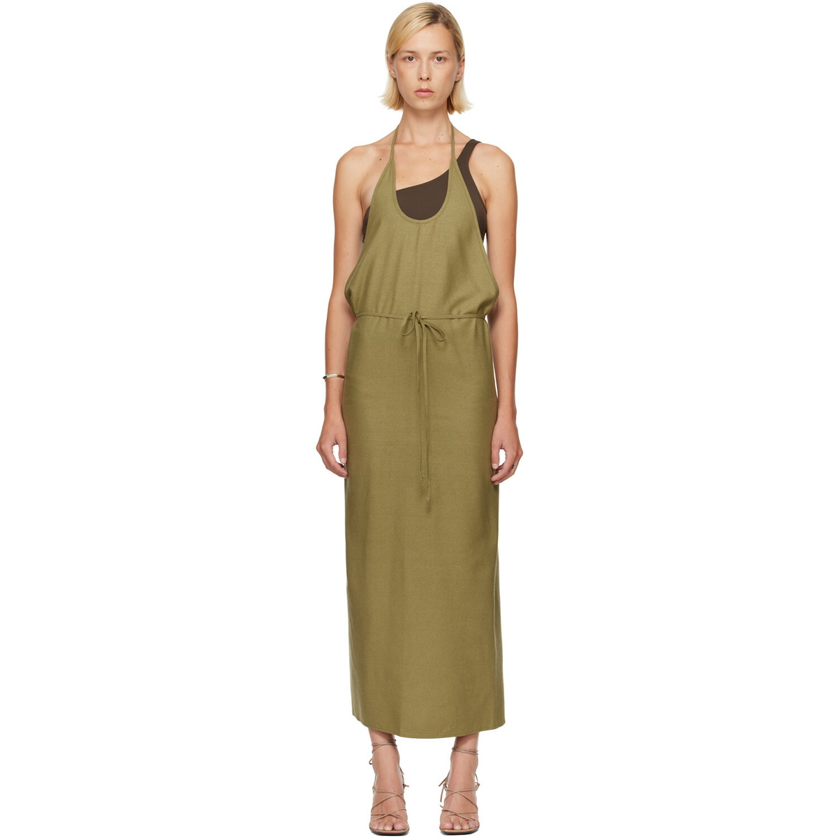 Baserange Green Apron Midi Dress