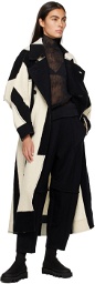 ISSEY MIYAKE White & Black Paneled Coat