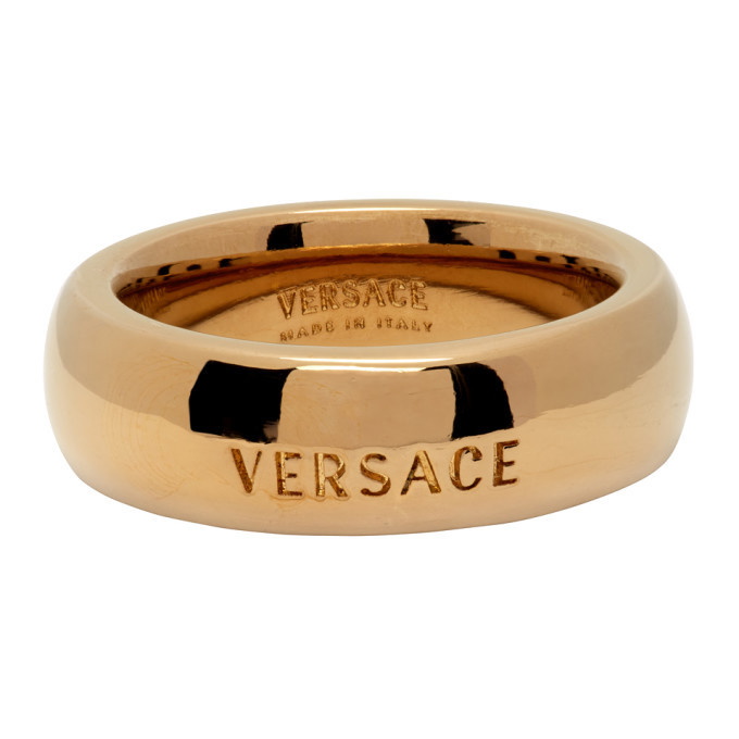 Photo: Versace Gold Engraved Logo Ring