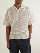 Auralee - Tussah Open-Knit Silk and Cotton-Blend Polo Shirt - Neutrals