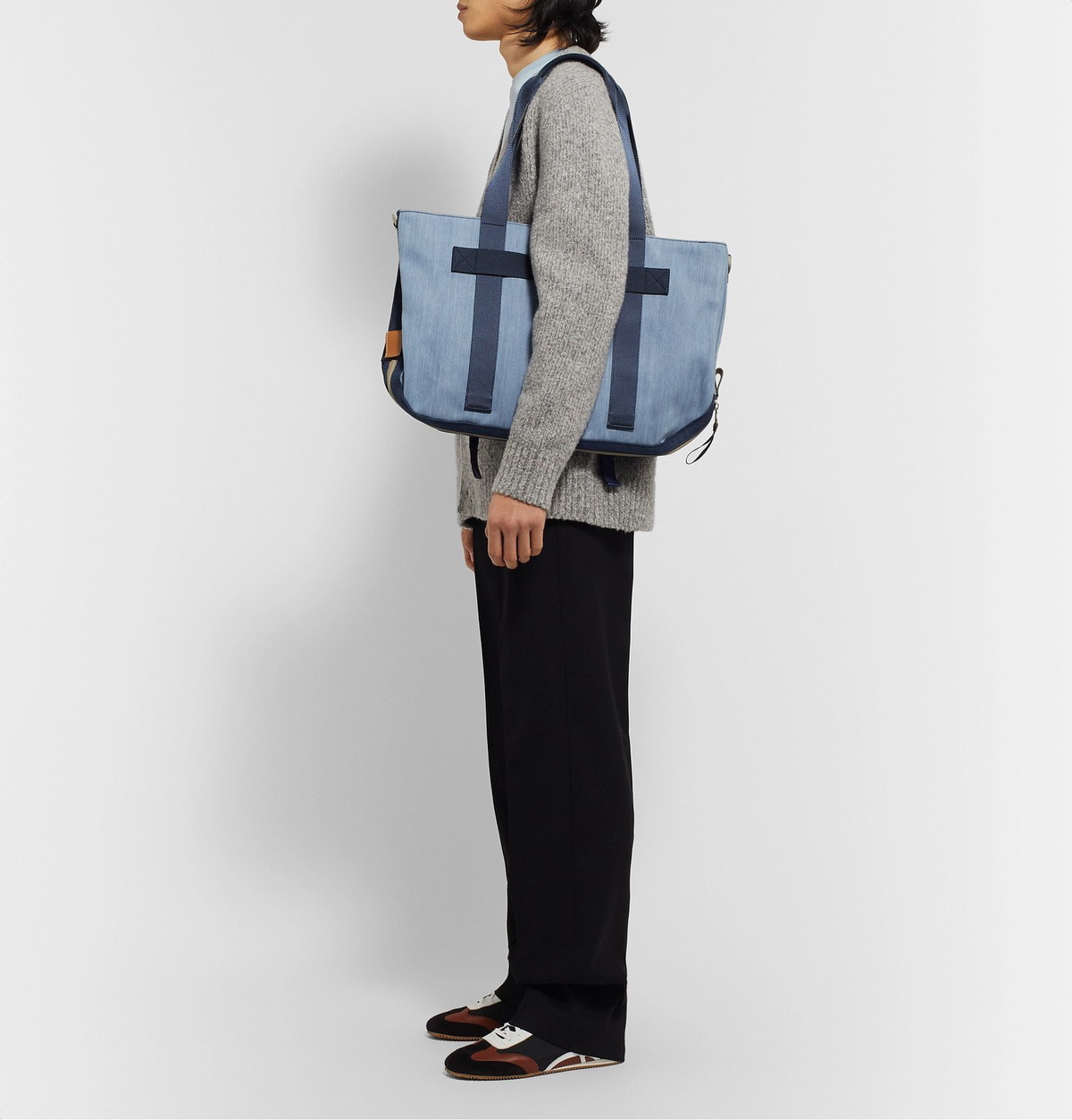 Loewe - Eye/LOEWE/Nature Leather-Trimmed Colour-Block Denim Tote