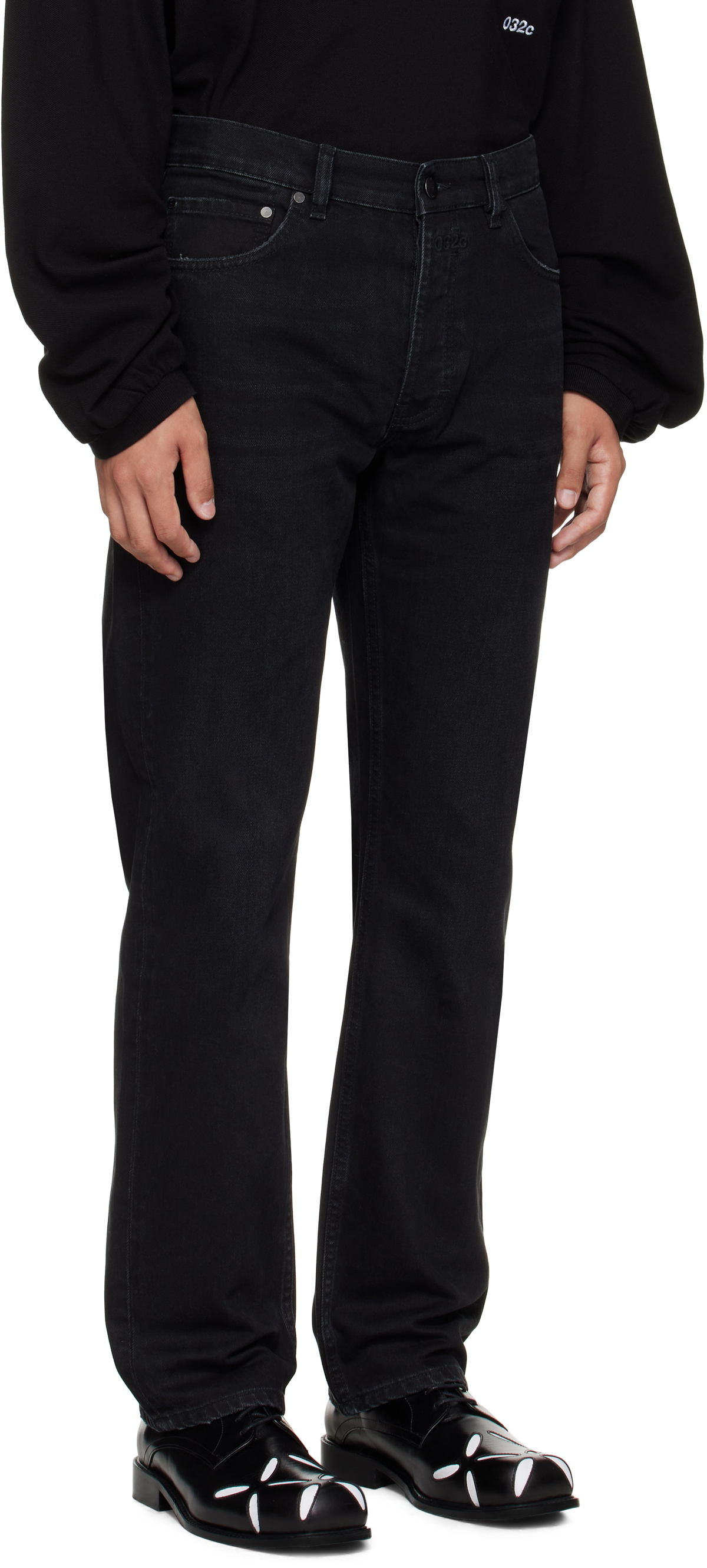 032c Black Down To Earth Straight Leg Jeans