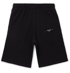 Off-White - Logo-Print Loopback Cotton-Jersey Drawstring Shorts - Black