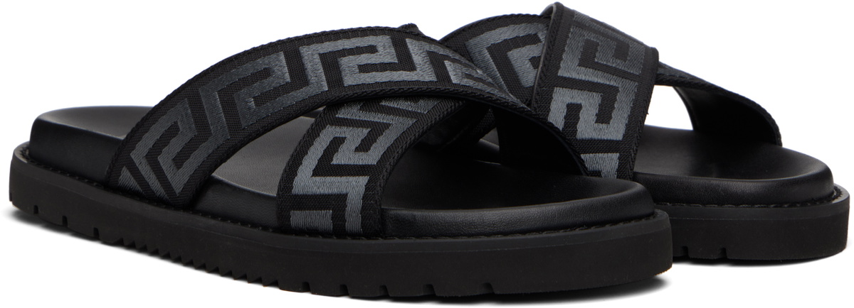 Versace Black Greca Slides
