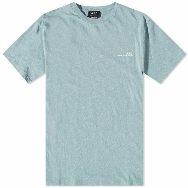 Photo: A.P.C. Men's Item Logo T-Shirt in Grey Green