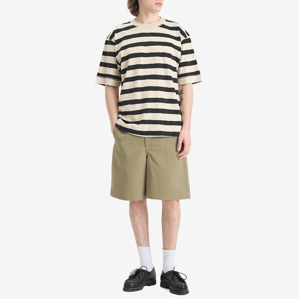 MHL by Margaret Howell Men's Matelot Stripe T-shirt in Natural/Black