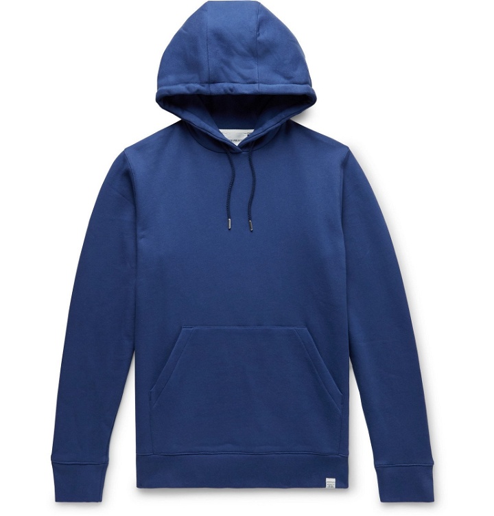 Photo: Norse Projects - Vagn Slim-Fit Mélange Loopback Cotton-Jersey Hoodie - Blue