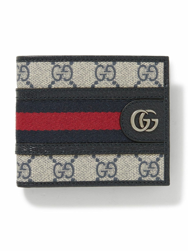 Photo: GUCCI - Ophidia Webbing-Trimmed Monogrammed Coated-Canvas and Leather Billfold Wallet