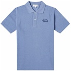 Maison Kitsuné Men's Handwriting Comfort Polo Shirt in Storm Blue