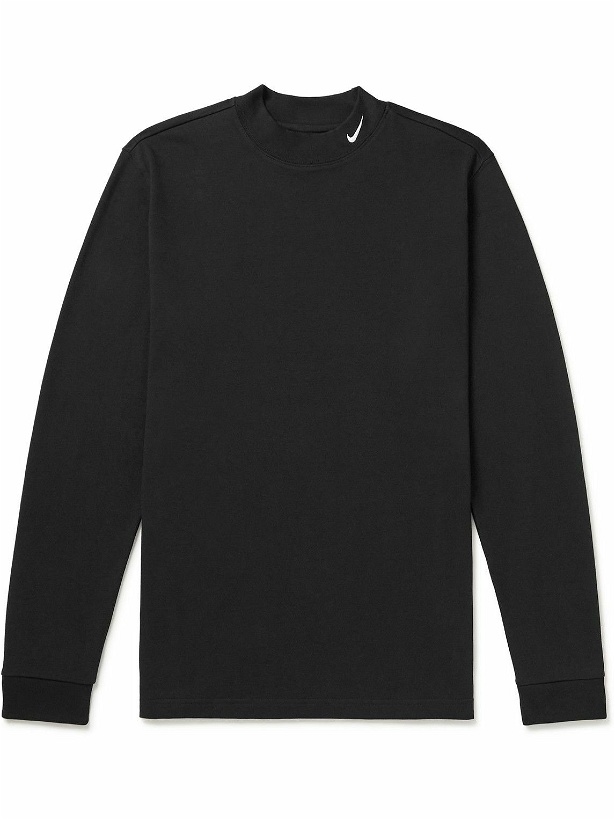 Photo: Nike - Stretch Cotton-Blend Jersey Mock-Neck T-Shirt - Black