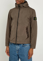 Stone Island Hooded Crinkled Shell Jacket Burgundy