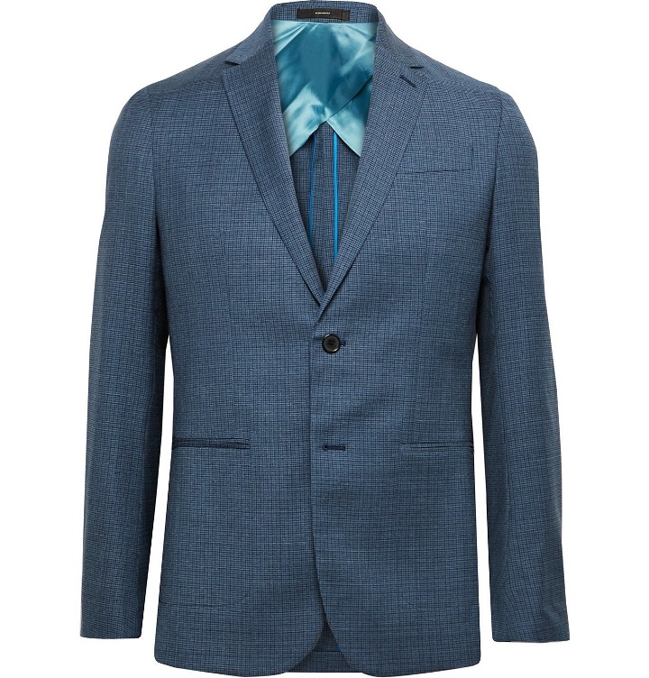 Photo: PAUL SMITH - Kensington Slim-Fit Micro-Checked Wool Suit Jacket - Blue