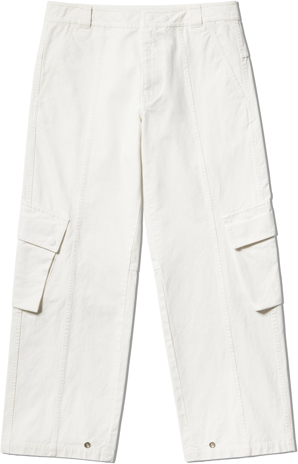Still Kelly White Cotton Canvas Cargo Pants