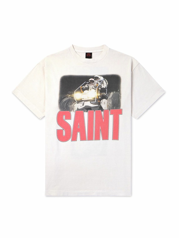 Photo: SAINT Mxxxxxx - Freedom Space Logo-Print Cotton-Jersey T-Shirt - White