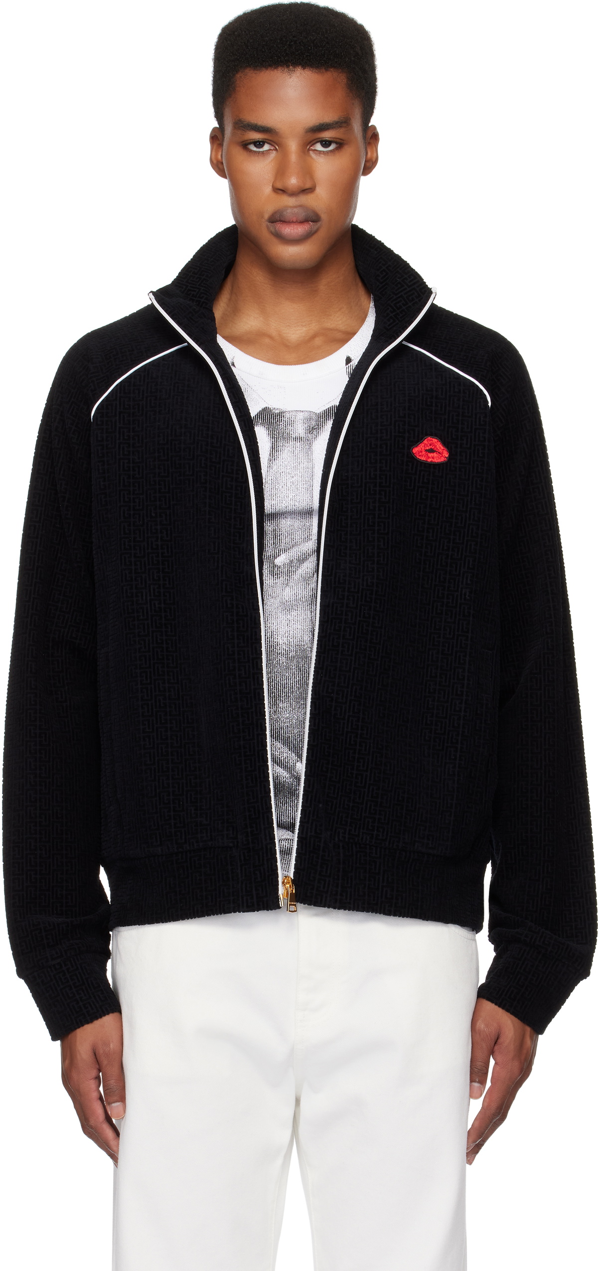 Balmain Black Monogram Kiss Jersey Track Jacket Balmain
