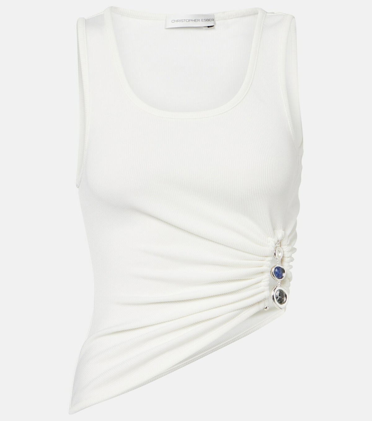 Christopher Esber Droplet Crystal embellished ruched tank top