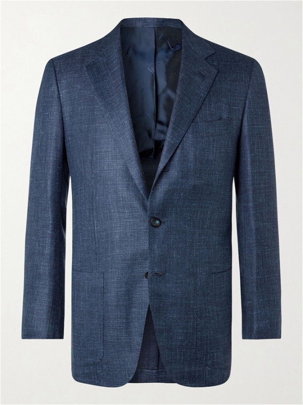 Photo: KITON - Slim-Fit Cashmere, Silk and Linen-Blend Blazer - Blue