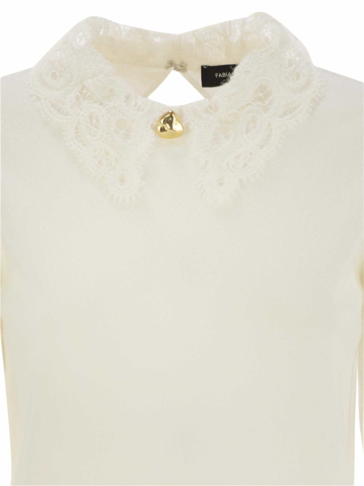 Fabiana Filippi Platinum Jersey With Macramé Lace