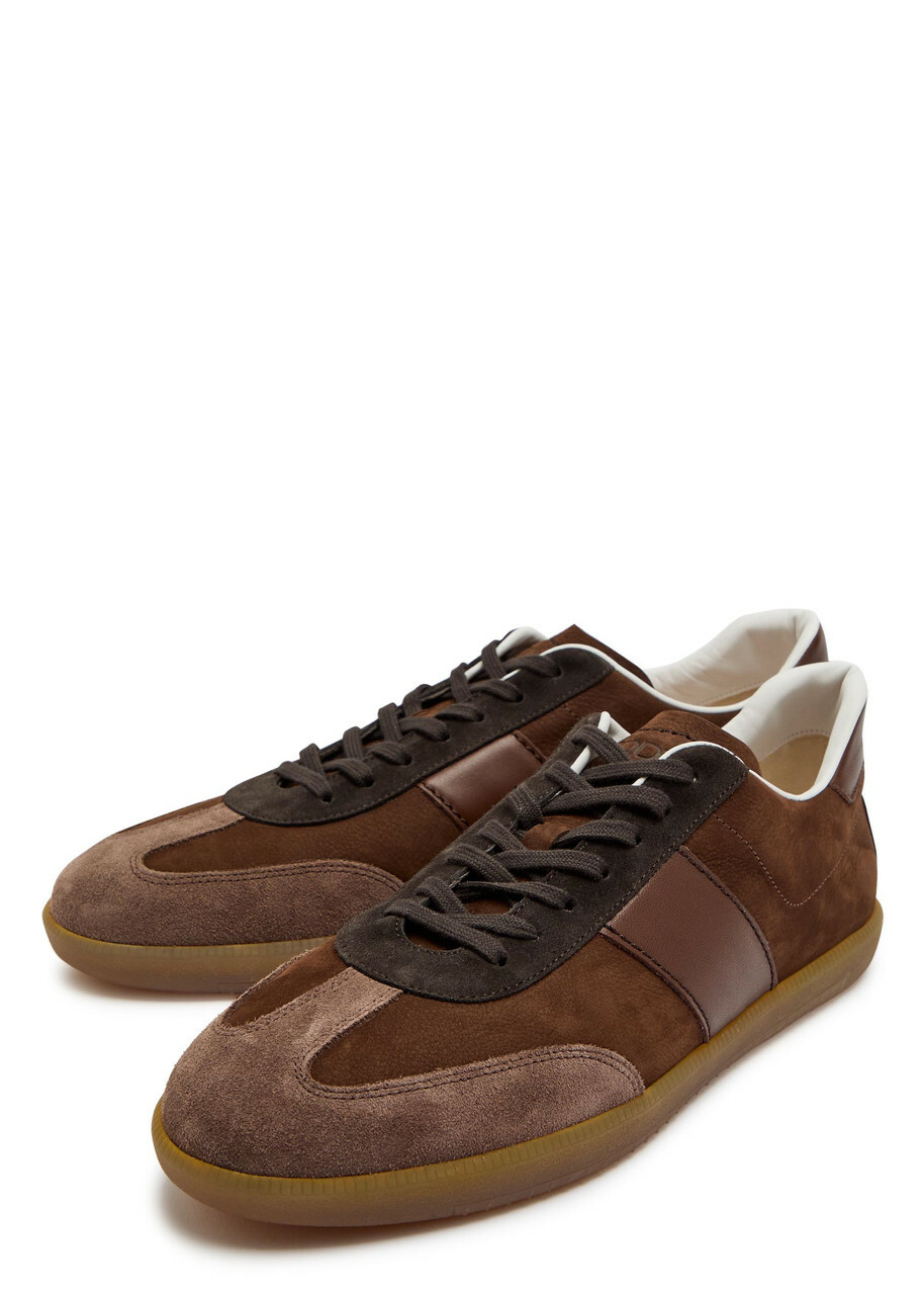 Tods Panelled Nubuck Sneakers Brown