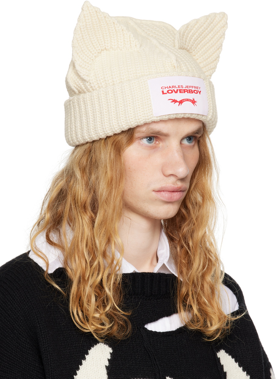 Charles Jeffrey LOVERBOY Off-White Chunky Ears Beanie Charles