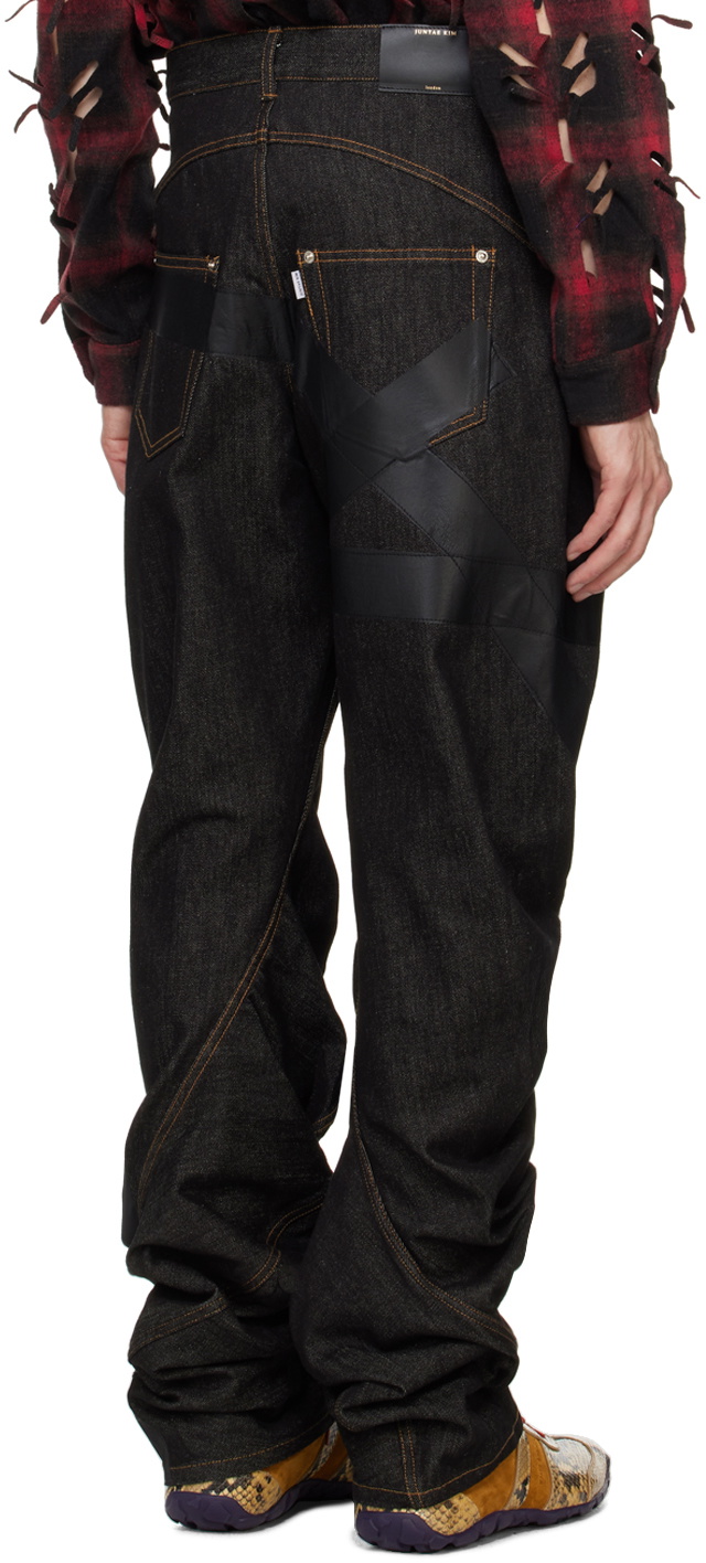 Juntae Kim Black Twisted Tape Jeans