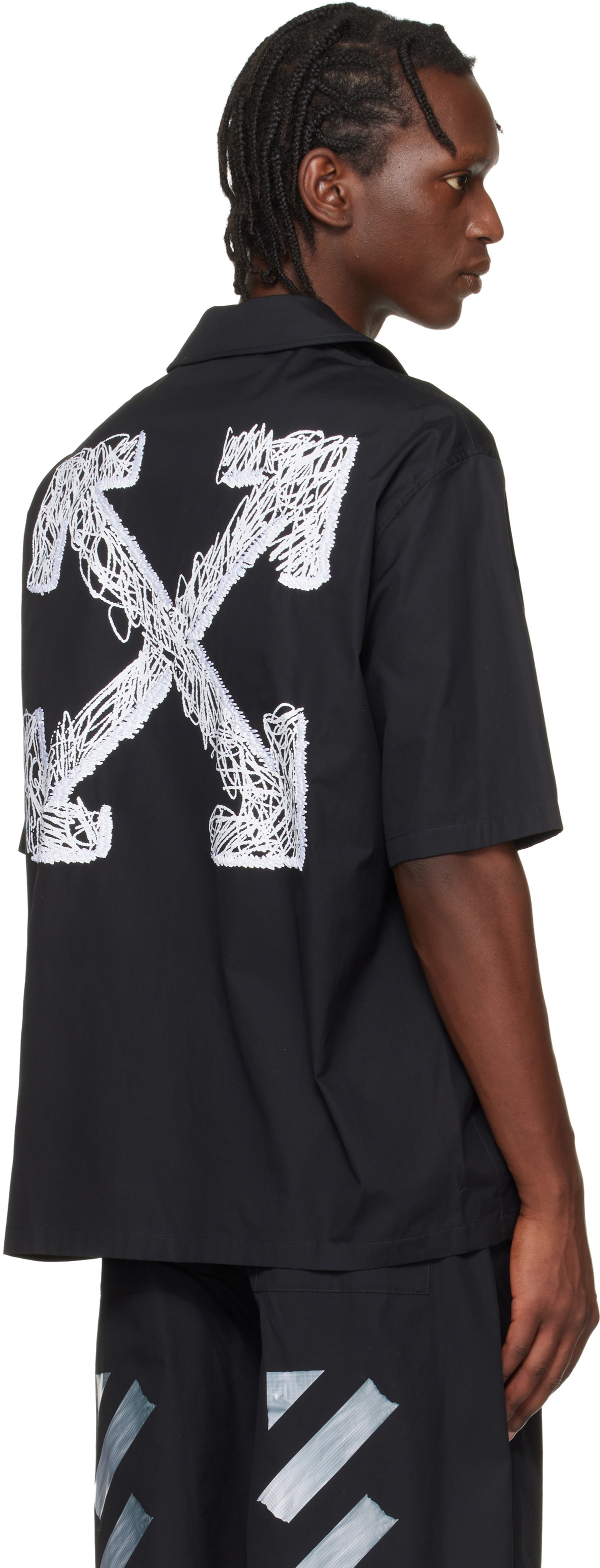 Off-White Black Scribble Arrow Poplin Bowling Shirt