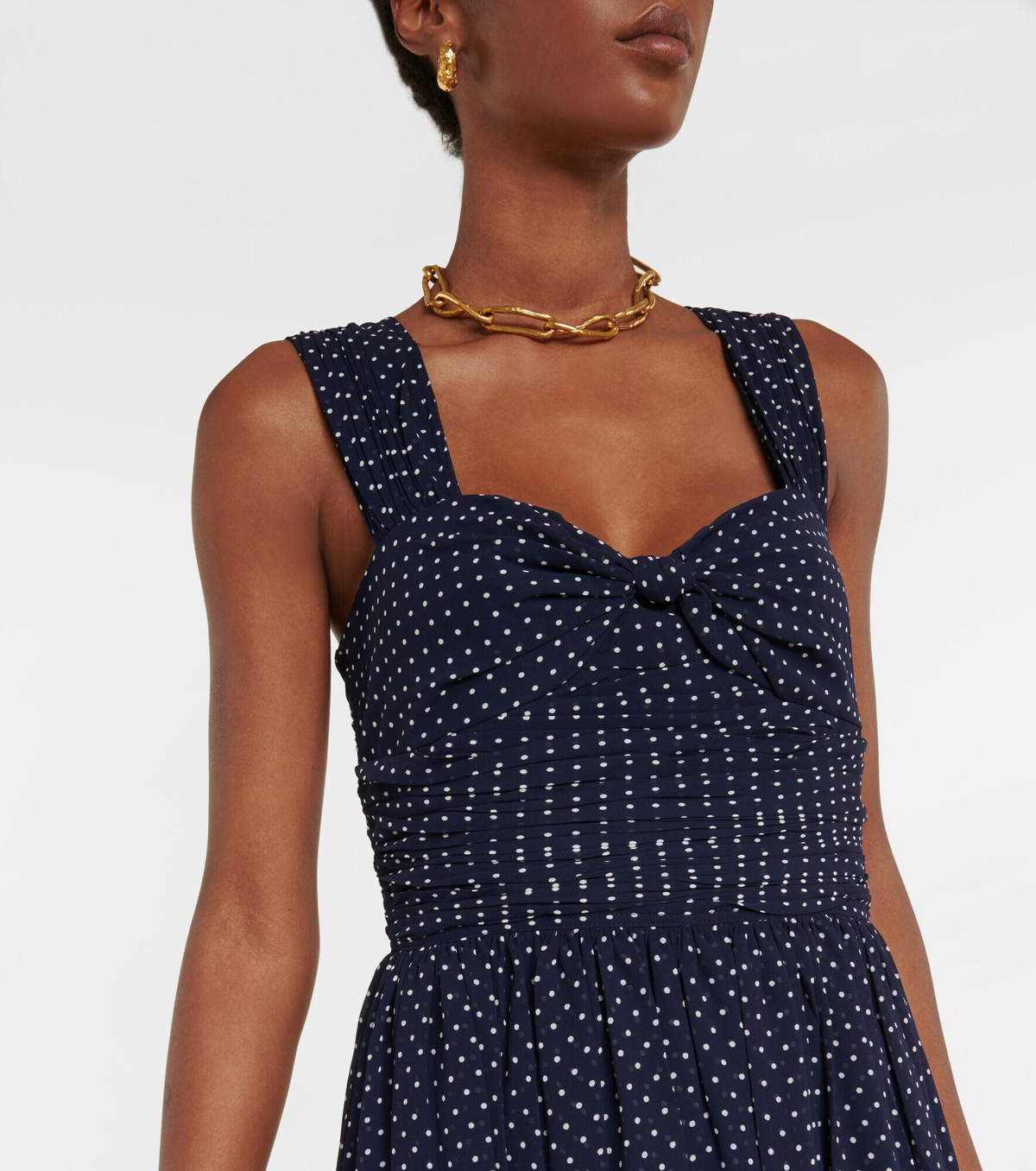 Polka dot dress fashion navy