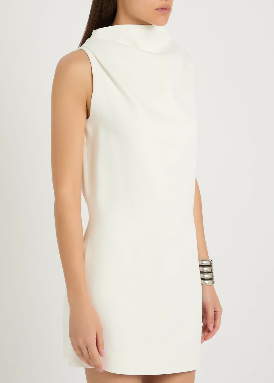 Khaite Astor High-neck Crepe Mini Dress White