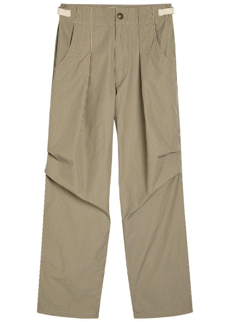 Isabel Marant étoile Ceryne Striped Cotton Trousers Beige
