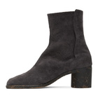 Maison Margiela Grey Suede Mid Heel Tabi Boots