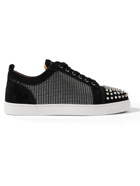 CHRISTIAN LOUBOUTIN - Louis Junior Spikes Orlato Suede and Canvas Sneakers - Black - 40