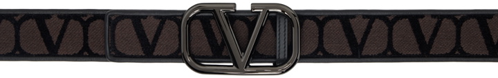 Photo: Valentino Garavani Black & Brown Toile Iconographe Belt